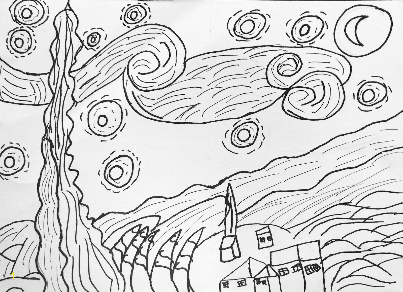 starry night coloring page