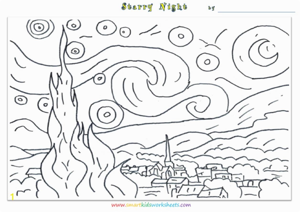 van gogh starry night coloring page sketch templates