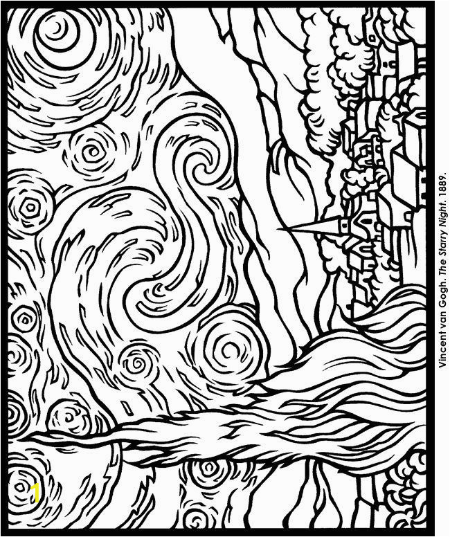 the starry night coloring page