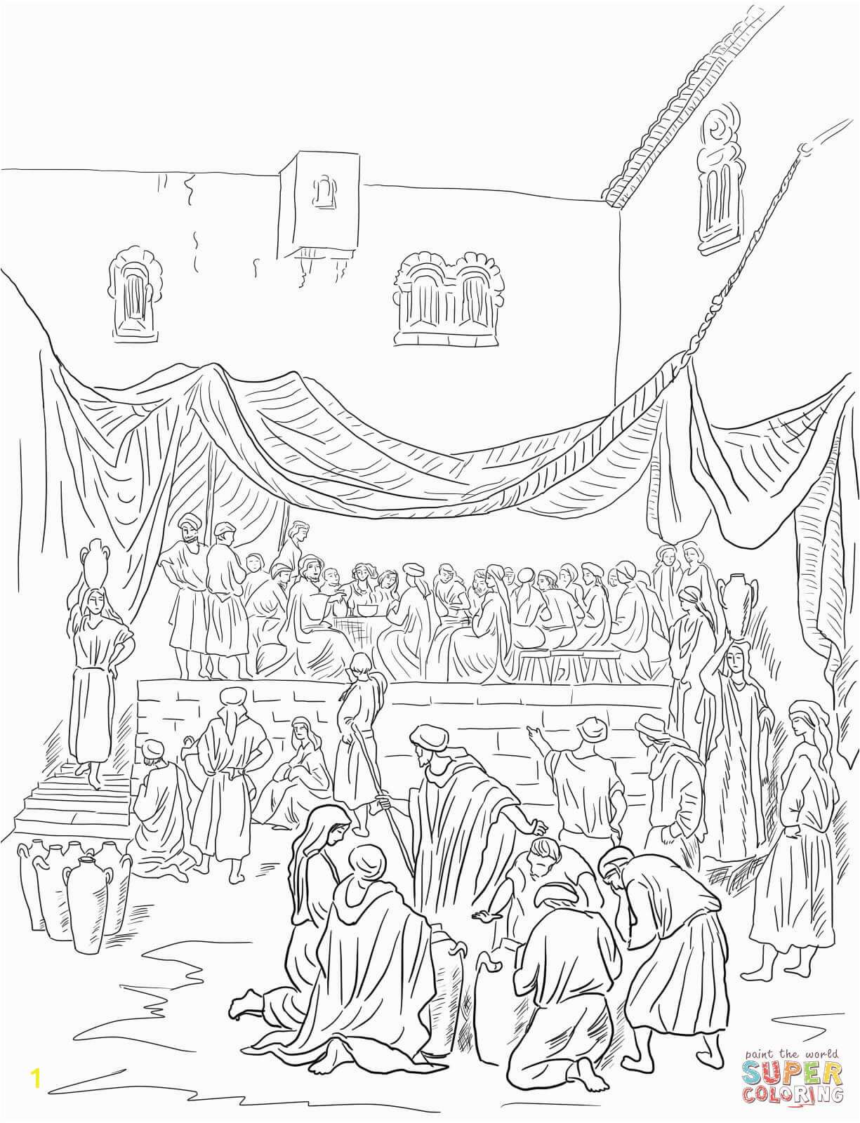 Wedding Feast at Cana Coloring Page the Marriage Feast at Cana Coloring Page