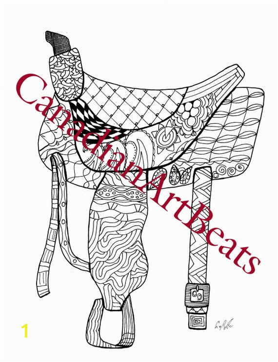 saddle western horse adult coloring page