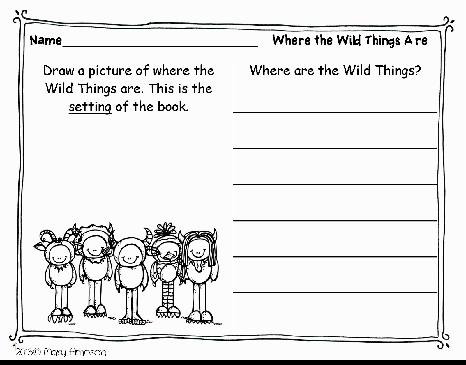 Where the Wild Things are Black and White Coloring Pages Freebielicious where the Wild Things are Freebie