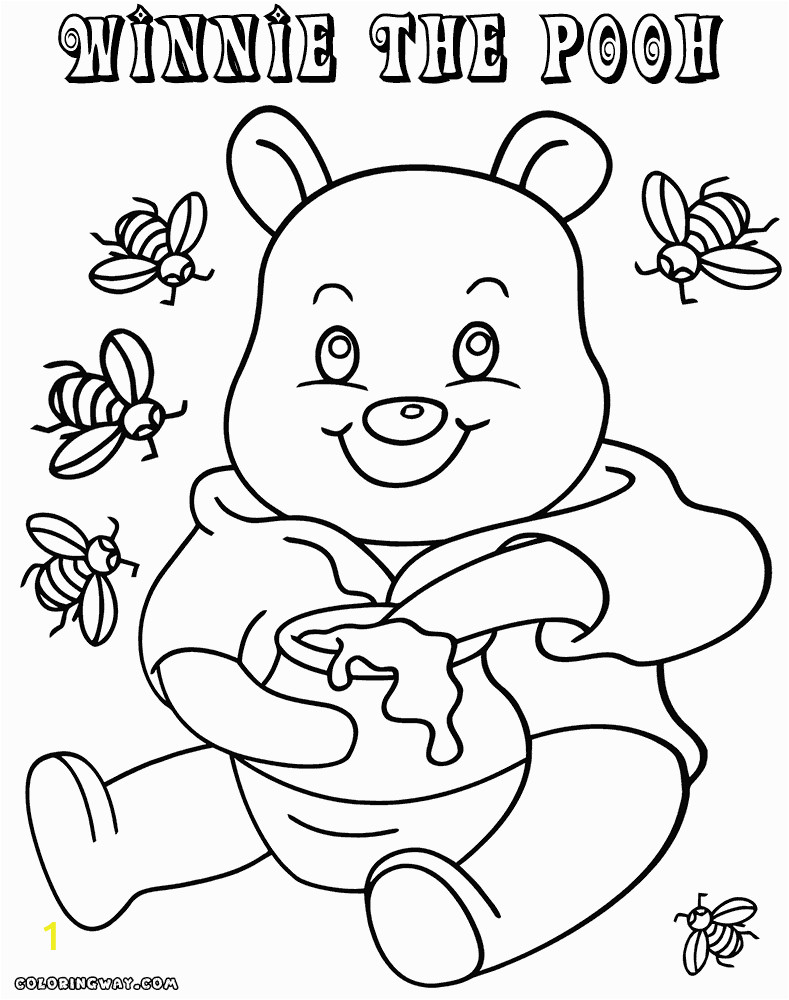Winnie the Pooh with Honey Coloring Pages Winnie the Pooh Coloring Pages