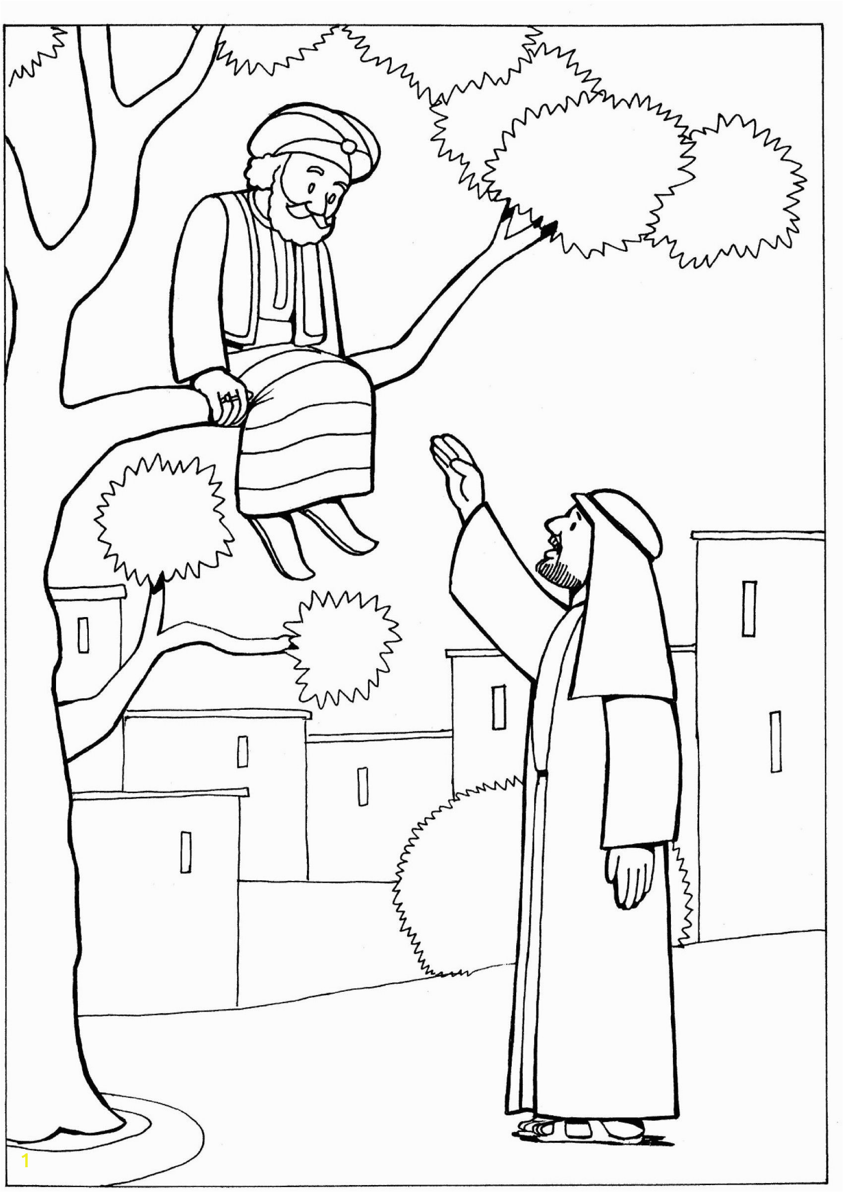 Zacchaeus In the Bible Coloring Page Zacchaeus Encounters Jesus Coloring Page Sundayschoolist