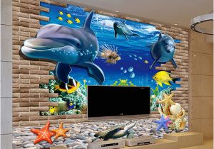 15 Foot Wall Mural Großhandel 3d Wallpaper Mural 3d Meeresboden Fisch Wandaufkleber Kinderzimmer Wanddekor Tattoos Baby Fisch Ozean Unterwasserwelt Tapete Wohnkultur Von