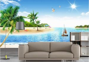 3 Dimensional Wall Murals 3d Wallpaper Custom Non Woven Mural Coconut Palm Beach Scenery Decoration Painting 3d Wall Murals Wallpaper for Walls 3 D Hd Wallpaper A Hd