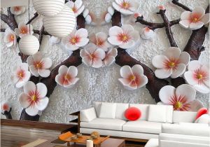 3d Cherry Blossom Wall Mural 3d Mural Wallpaper Cherry Blossom Embossed Flower Wall