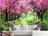 3d Cherry Blossom Wall Mural Amazon Hwhz Customized Size 3d Wallpaper Cherry Tree