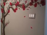 3d Cherry Blossom Wall Mural Red Cherry Blossom Tree Bathroom Mural