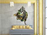 3d Dinosaur Wall Mural New Creative Cartoon 3d Dinosaur Pvc Broken Wall Sticker Diy