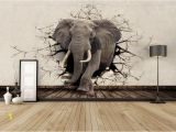 3d Elephant Wall Mural Custom 3d Elephant Wall Mural Personalized Giant