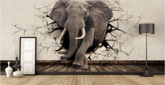 3d Elephant Wall Mural Custom 3d Elephant Wall Mural Personalized Giant