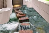 3d Floor Murals for Sale Custom 3d Floor Wallpaper Modern Art River Stones Bathroom Floor