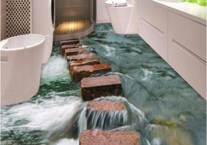 3d Floor Murals for Sale Custom 3d Floor Wallpaper Modern Art River Stones Bathroom Floor