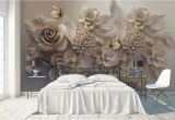 3d Floral Wall Murals 3d Look Faux Embossed Floral Wallpaper Mural In 2019