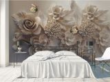 3d Floral Wall Murals 3d Look Faux Embossed Floral Wallpaper Mural In 2019