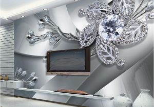 3d Interior Wall Murals Custom Any Size 3d Wall Mural Wallpaper Diamond Flower Patterns