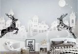 3d Nursery Wall Murals 3d Kids Cartoons Galloping Deer Wallpaper Nursery