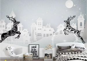 3d Nursery Wall Murals 3d Kids Cartoons Galloping Deer Wallpaper Nursery