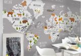 3d Nursery Wall Murals 3d Nursery Kids Room Animal World Map Removable Wallpaper