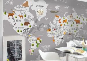 3d Nursery Wall Murals 3d Nursery Kids Room Animal World Map Removable Wallpaper