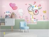 3d Nursery Wall Murals Custom Size 3d Wallpaper Mural Kids Room Bed Room nordic Minimalist Animals 3d Picture sofa Backdrop Wallpaper Mural Non Woven Sticker Hd