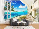 3d Ocean Wall Murals Custom Wallpapers 3d Murals Wallpaper 3d European Mediterranean Beach Tree Sea View Living Room Wall Papers Home Decor Girls Wallpapers Good Hd