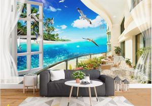 3d Ocean Wall Murals Custom Wallpapers 3d Murals Wallpaper 3d European Mediterranean Beach Tree Sea View Living Room Wall Papers Home Decor Girls Wallpapers Good Hd