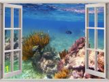 3d Ocean Wall Murals Underwater Wall Sticker Coral Reef Fishes 3d Window Fishes