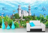 3d Ocean Wall Murals Wdbh Custom 3d Wallpaper Ocean Dolphin Underwater Castle Background Home Decor Living Room 3d Wall Murals Wallpaper for Walls 3 D Free Wallpaper