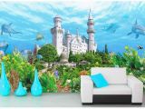 3d Ocean Wall Murals Wdbh Custom 3d Wallpaper Ocean Dolphin Underwater Castle Background Home Decor Living Room 3d Wall Murals Wallpaper for Walls 3 D Free Wallpaper