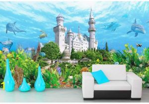 3d Ocean Wall Murals Wdbh Custom 3d Wallpaper Ocean Dolphin Underwater Castle Background Home Decor Living Room 3d Wall Murals Wallpaper for Walls 3 D Free Wallpaper