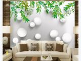 3d Photo Wall Murals Customized 3d Wallpaper Murals Wall Paper American Pastoral Hand Painted Green Leaf Ball White Ball 3d Bedroom Tv Background Wall Colorful
