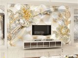 3d Photo Wall Murals Gold Swarovski Floral Wallpaper Mural