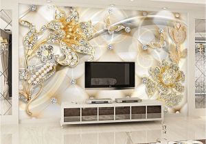 3d Photo Wall Murals Gold Swarovski Floral Wallpaper Mural