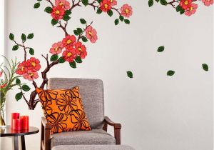 3d Wall Murals for Living Room India Stickerskart Multicolor Floral Branch sofa Living Room Wall Sticker