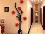 3d Wall Murals India $11 25 Foerteng Diy Vase Flower Tree Wall Decals Crystal