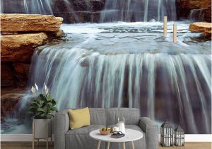 3d Waterfall Wall Mural 3d Wallpaper Modern Fashion Waterfalls Stream Mural Wall Paper Living Room Tv sofa Background Home Decor 3 D Wall Painting Free Wallpapers for