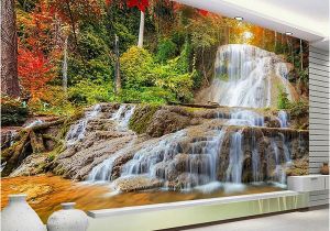 3d Waterfall Wall Mural Custom Wallpaper Murals 3d Hd forest Rock Waterfall Graphy Background Wall Painting Living Room sofa Mural Wallpaper Canada 2019 From