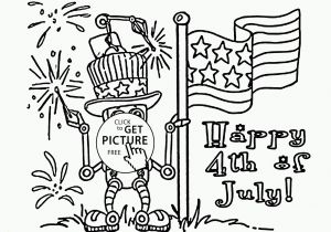 4th Of July Coloring Pages American Robot Fourth Of July Coloring Page for Kids