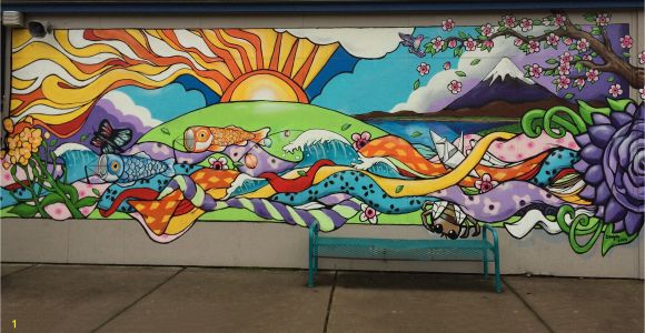 A Building Has A Mural Painted On An Outside Wall Elementary School Mural Google Search