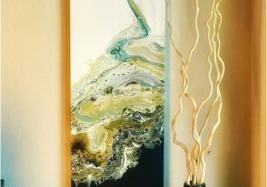 Acrylic Paint Wall Murals Acrylic Pour Abstract Painting Black White and Gold Modern