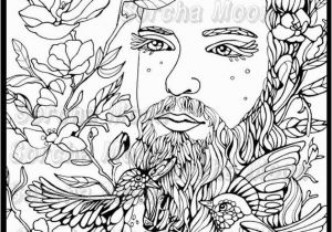 Adult Coloring Pages for Men Bearded Man Coloring Page for Adults Products
