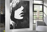 African American Wall Murals Black White Minimalist Abstract Painting Woman Face Silhouette