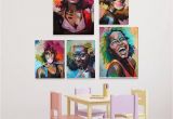 African Mural Painting Afro Woman Portrait Wall Art Canvas Print Abstract Multi African