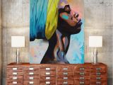 African Mural Painting Contemplator African American Portrait Wall Art Canvas Print Home