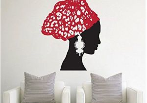 African Murals Walls Fashionable African Woman Vintage Earrings Scarf Art Wall Vinyl