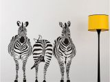 African Murals Walls Three Zebra Size Wall Sticker Kids Room Bedroom Playroom Wall