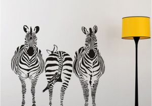 African Murals Walls Three Zebra Size Wall Sticker Kids Room Bedroom Playroom Wall