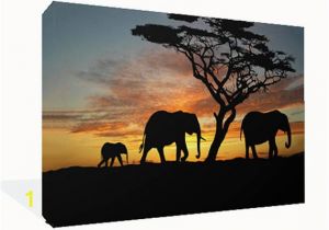 African Safari Wall Murals Elephants In the African Sunset Canvas Print Wall Art